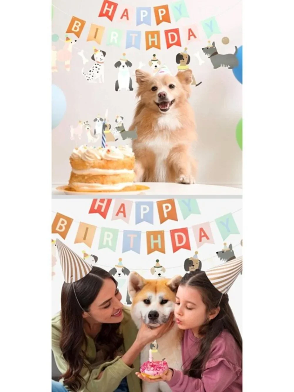 Dog Themed Birthday Party Decorations Set – Banner, Garland, Toppers
